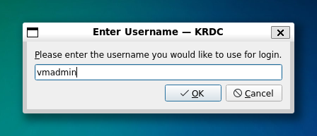 KRDC Username Window